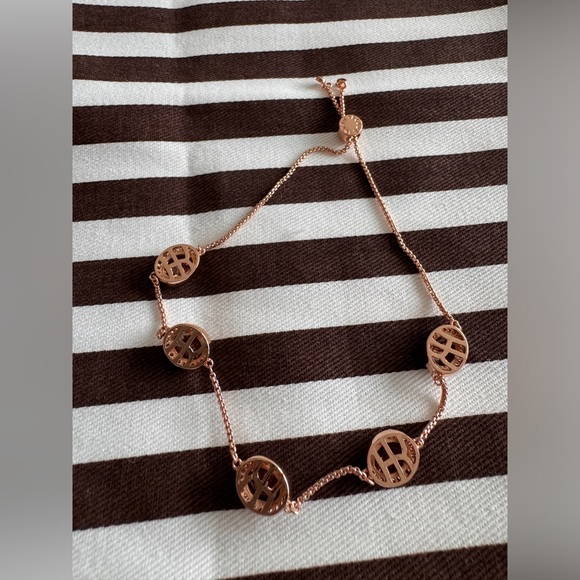 Henri Bendel Pave Link Slider Bracelet, brown stone with rose gold color. New! - Picture 6 of 6